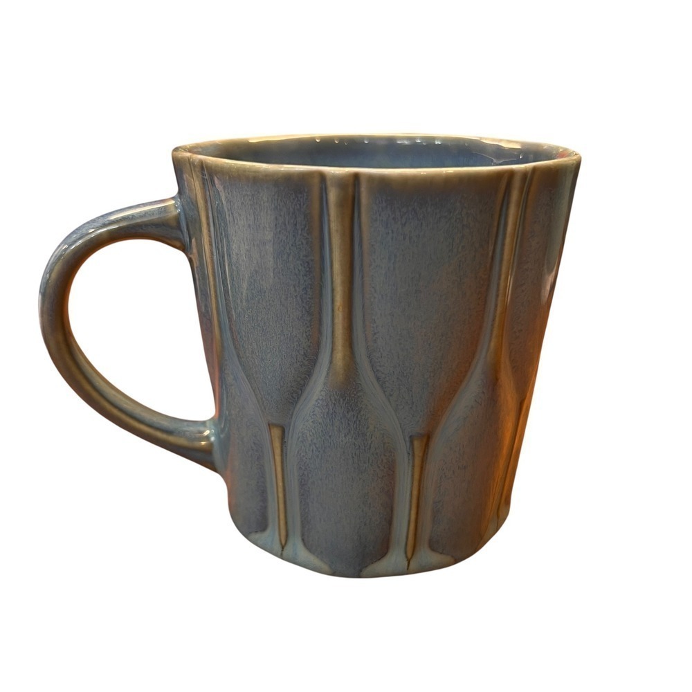 STARBUCKS BLUE GREEN CERAMIC NEW BONE CHINA MUG 16OZ - 2010 EMBOSSED DESIGN